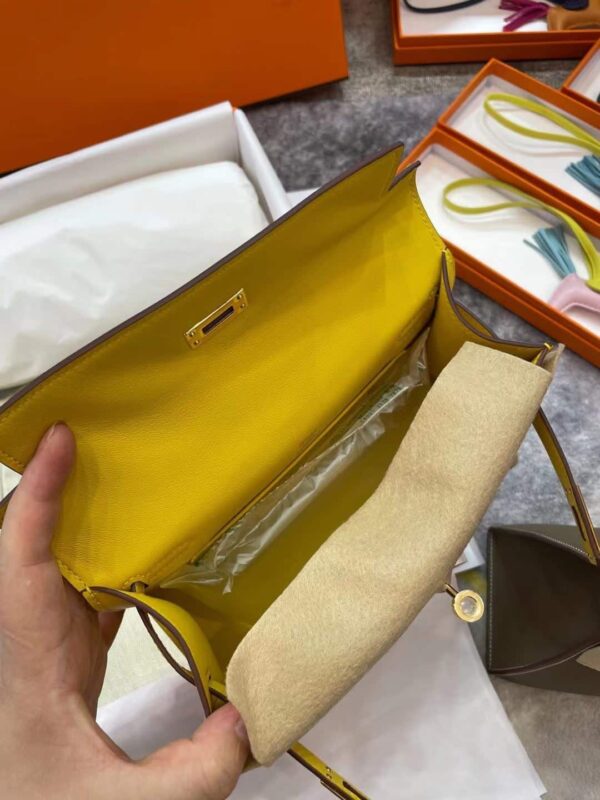 1:1 Replica Hermes Mini Kelly KP Pochette Black/Light Brown/Pink/Yellow/White For Women 22cm / 8.7in
