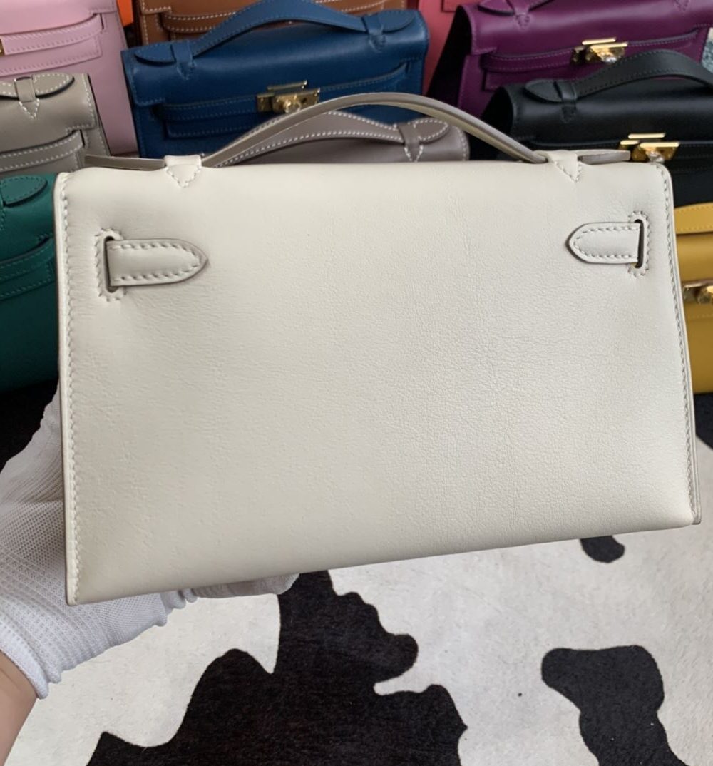 1:1 Replica Hermes Mini Kelly KP Pochette Black/Light Brown/Pink/Yellow/White For Women 22cm / 8.7in