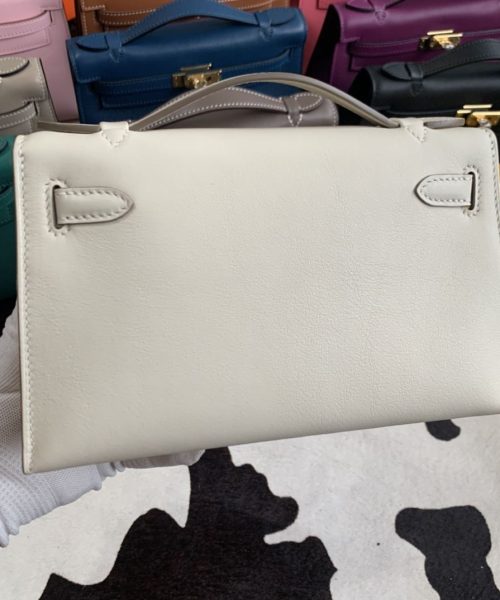1:1 Replica Hermes Mini Kelly KP Pochette Black/Light Brown/Pink/Yellow/White For Women 22cm / 8.7in