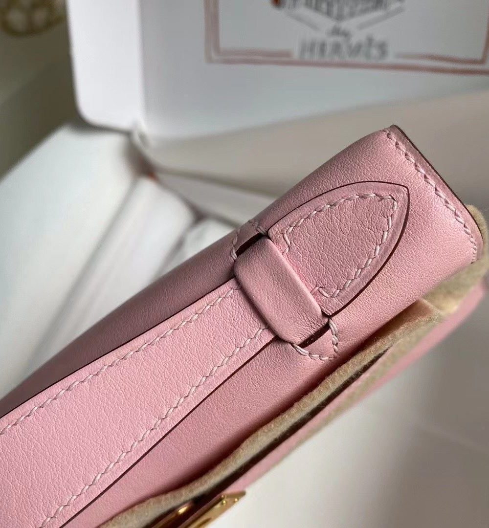 1:1 Replica Hermes Mini Kelly KP Pochette Black/Light Brown/Pink/Yellow/White For Women 22cm / 8.7in