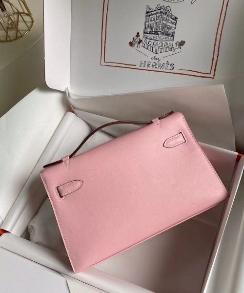 1:1 Replica Hermes Mini Kelly KP Pochette Black/Light Brown/Pink/Yellow/White For Women 22cm / 8.7in