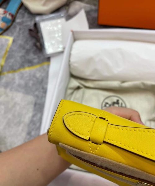 1:1 Replica Hermes Mini Kelly KP Pochette Black/Light Brown/Pink/Yellow/White For Women 22cm / 8.7in