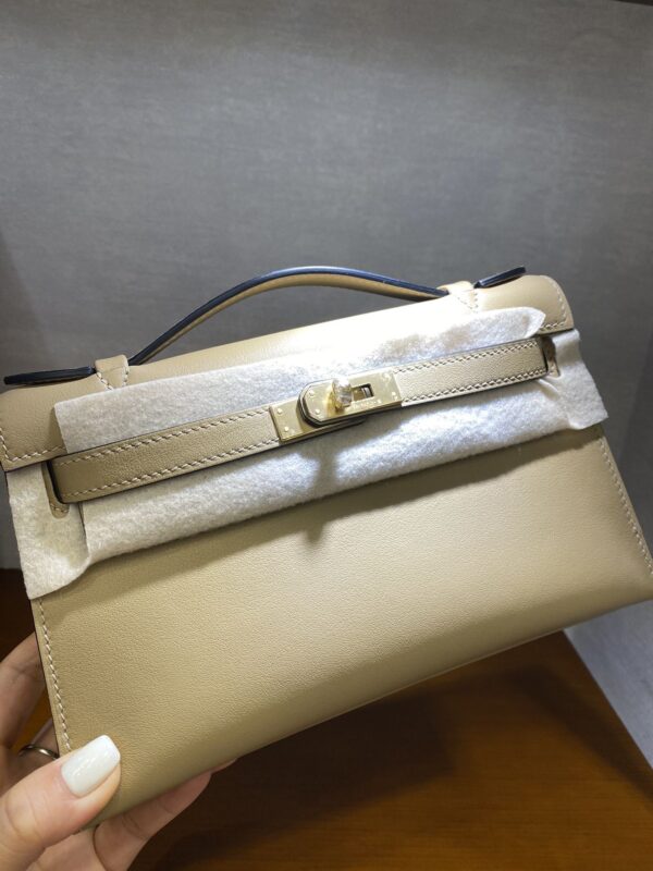 1:1 Replica Hermes Mini Kelly KP Pochette Black/Light Brown/Pink/Yellow/White For Women 22cm / 8.7in