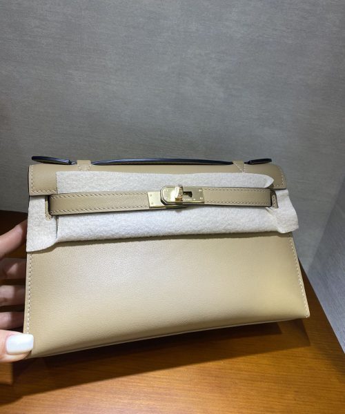 1:1 Replica Hermes Mini Kelly KP Pochette Black/Light Brown/Pink/Yellow/White For Women 22cm / 8.7in