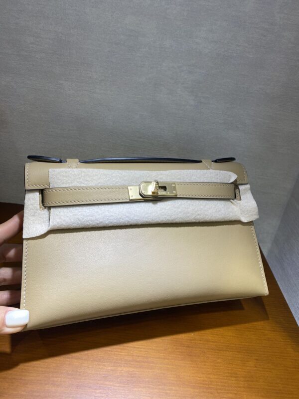 1:1 Replica Hermes Mini Kelly KP Pochette Black/Light Brown/Pink/Yellow/White For Women 22cm / 8.7in