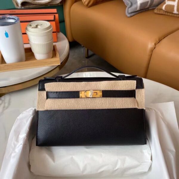 1:1 Replica Hermes Mini Kelly KP Pochette Black/Light Brown/Pink/Yellow/White For Women 22cm / 8.7in