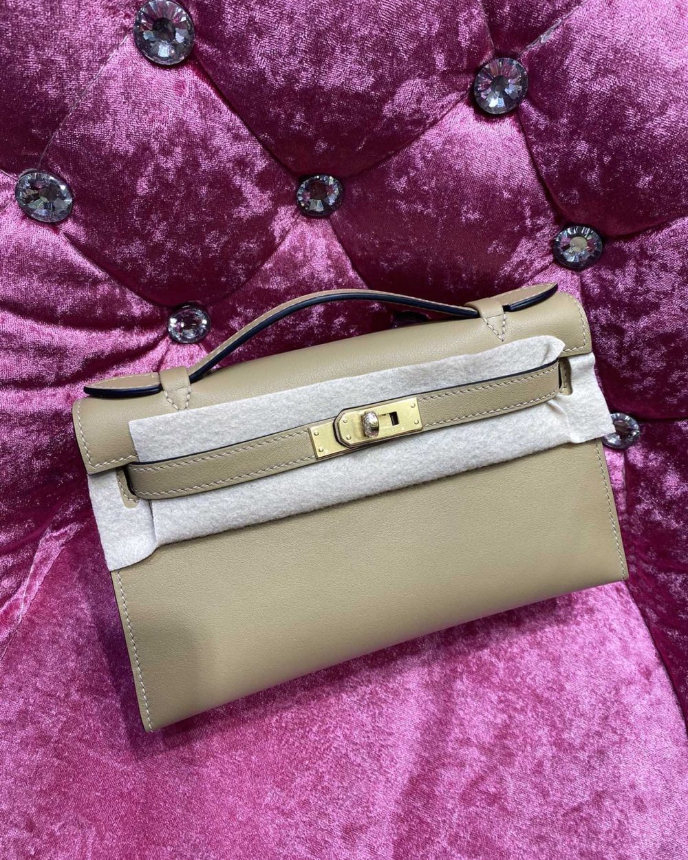 1:1 Replica Hermes Mini Kelly KP Pochette Black/Light Brown/Pink/Yellow/White For Women 22cm / 8.7in