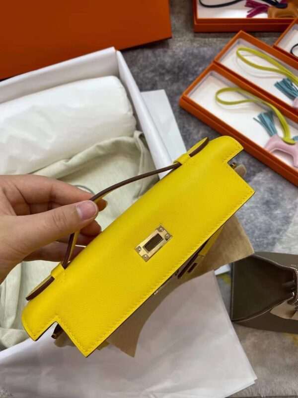 1:1 Replica Hermes Mini Kelly KP Pochette Black/Light Brown/Pink/Yellow/White For Women 22cm / 8.7in