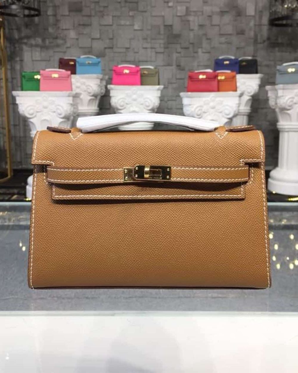 1:1 Replica Hermes Mini Kelly KP Pochette Gold For Women Hermes Mini Kelly KP Pochette Gold For Women Gold Toned Hardware 8.7in/22cm8.7in/22cm