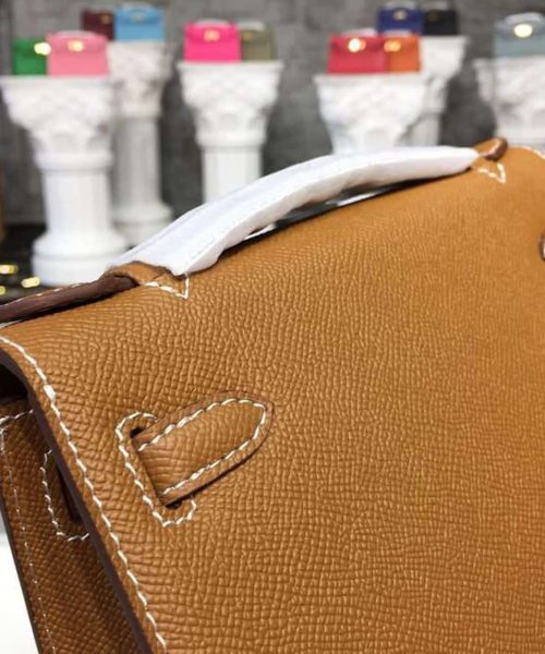1:1 Replica Hermes Mini Kelly KP Pochette Gold For Women Hermes Mini Kelly KP Pochette Gold For Women Gold Toned Hardware 8.7in/22cm8.7in/22cm