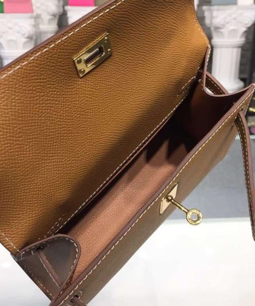 1:1 Replica Hermes Mini Kelly KP Pochette Gold For Women Hermes Mini Kelly KP Pochette Gold For Women Gold Toned Hardware 8.7in/22cm8.7in/22cm