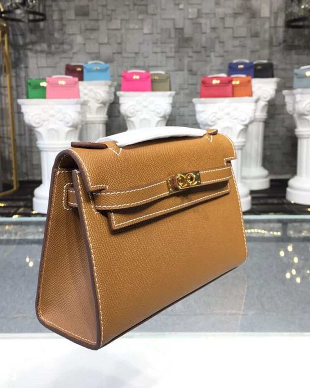 1:1 Replica Hermes Mini Kelly KP Pochette Gold For Women Hermes Mini Kelly KP Pochette Gold For Women Gold Toned Hardware 8.7in/22cm8.7in/22cm