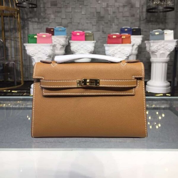1:1 Replica Hermes Mini Kelly KP Pochette Gold For Women Hermes Mini Kelly KP Pochette Gold For Women Gold Toned Hardware 8.7in/22cm8.7in/22cm