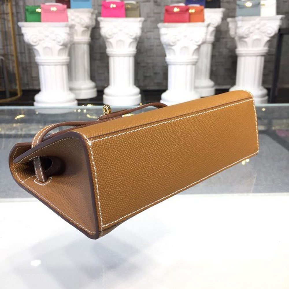 1:1 Replica Hermes Mini Kelly KP Pochette Gold For Women Hermes Mini Kelly KP Pochette Gold For Women Gold Toned Hardware 8.7in/22cm8.7in/22cm - Image 5