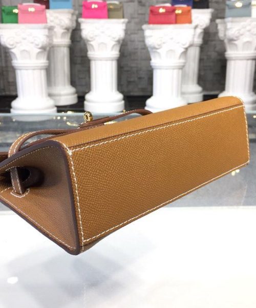 1:1 Replica Hermes Mini Kelly KP Pochette Gold For Women Hermes Mini Kelly KP Pochette Gold For Women Gold Toned Hardware 8.7in/22cm8.7in/22cm
