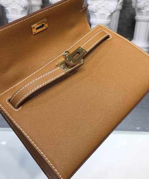 1:1 Replica Hermes Mini Kelly KP Pochette Gold For Women Hermes Mini Kelly KP Pochette Gold For Women Gold Toned Hardware 8.7in/22cm8.7in/22cm