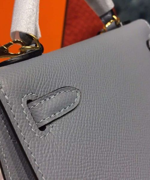 1:1 Replica Hermes Mini Kelly Light Blue For Women Gold Toned Hardware 7.5in/19cm