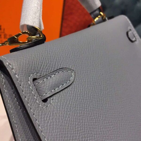 1:1 Replica Hermes Mini Kelly Light Blue For Women Gold Toned Hardware 7.5in/19cm
