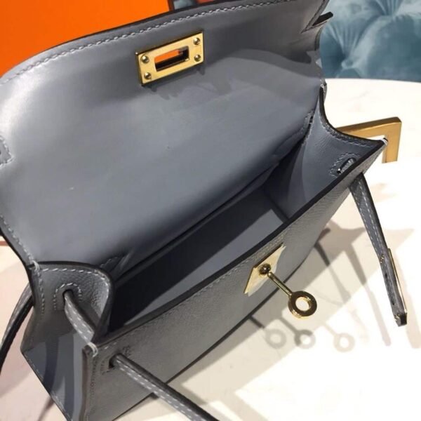 1:1 Replica Hermes Mini Kelly Light Blue For Women Gold Toned Hardware 7.5in/19cm