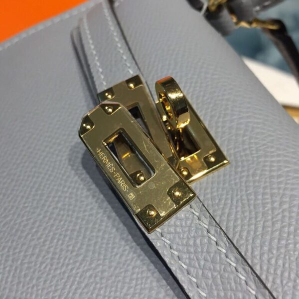 1:1 Replica Hermes Mini Kelly Light Blue For Women Gold Toned Hardware 7.5in/19cm