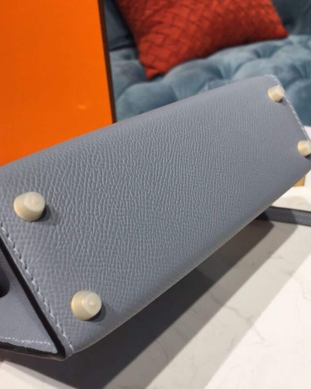 1:1 Replica Hermes Mini Kelly Light Blue For Women Gold Toned Hardware 7.5in/19cm