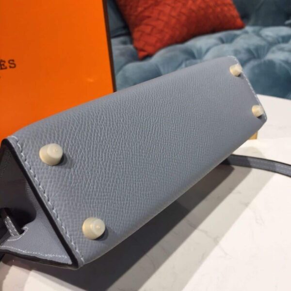 1:1 Replica Hermes Mini Kelly Light Blue For Women Gold Toned Hardware 7.5in/19cm