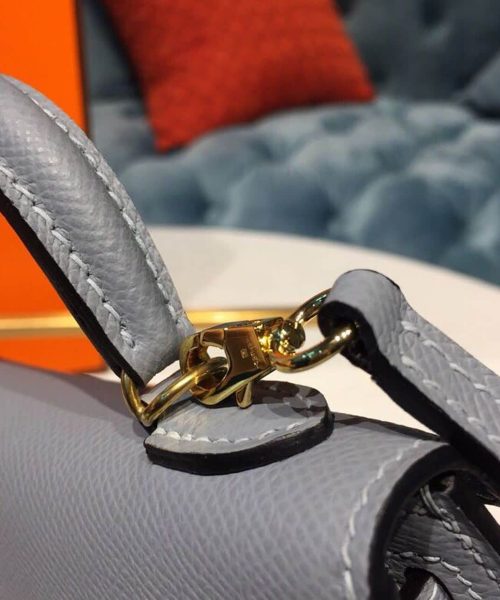 1:1 Replica Hermes Mini Kelly Light Blue For Women Gold Toned Hardware 7.5in/19cm