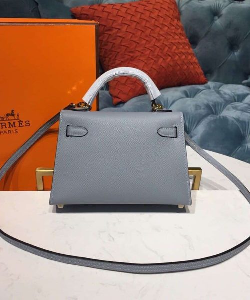 1:1 Replica Hermes Mini Kelly Light Blue For Women Gold Toned Hardware 7.5in/19cm