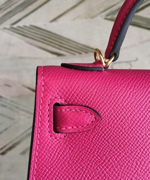 1:1 Replica Hermes Mini Kelly Pink For Women Gold Toned Hardware 7.5in/19cm