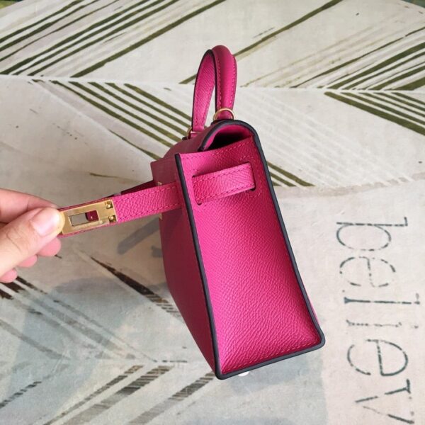 1:1 Replica Hermes Mini Kelly Pink For Women Gold Toned Hardware 7.5in/19cm