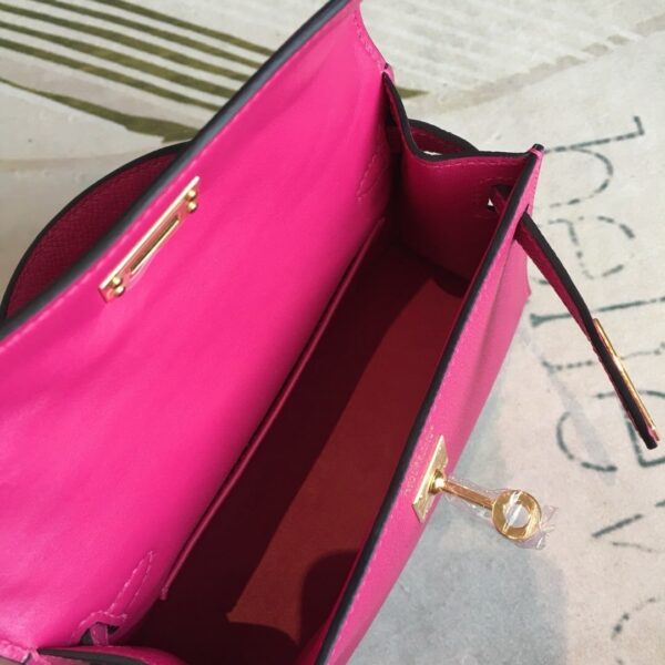 1:1 Replica Hermes Mini Kelly Pink For Women Gold Toned Hardware 7.5in/19cm