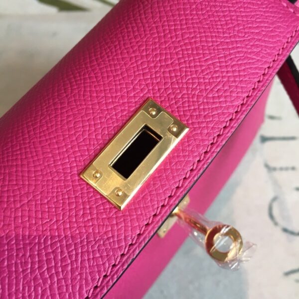 1:1 Replica Hermes Mini Kelly Pink For Women Gold Toned Hardware 7.5in/19cm