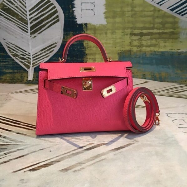 1:1 Replica Hermes Mini Kelly Pink For Women Gold Toned Hardware 7.5in/19cm