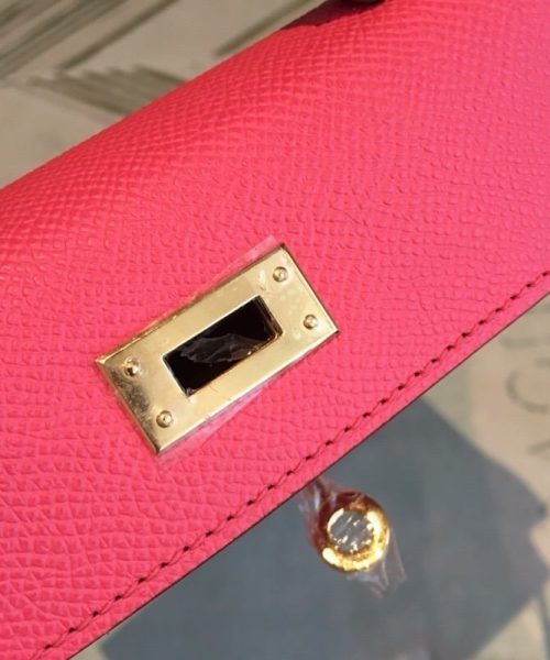 1:1 Replica Hermes Mini Kelly Pink For Women Gold Toned Hardware 7.5in/19cm