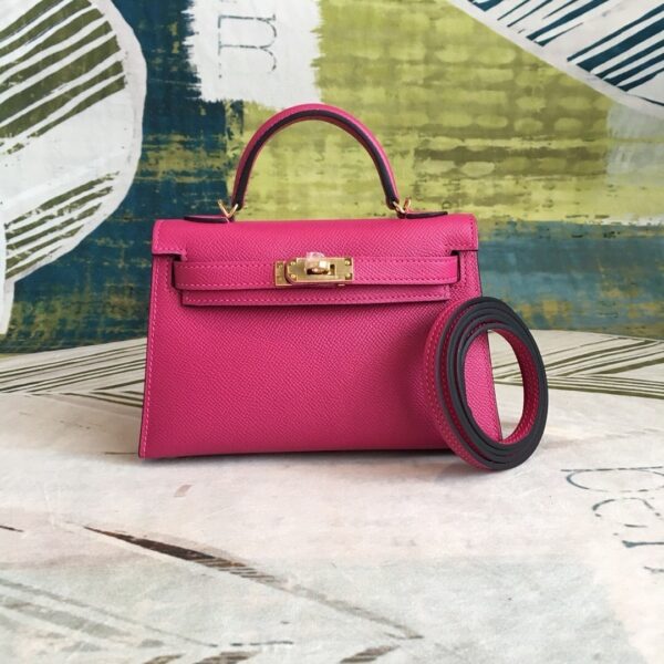 1:1 Replica Hermes Mini Kelly Pink For Women Gold Toned Hardware 7.5in/19cm