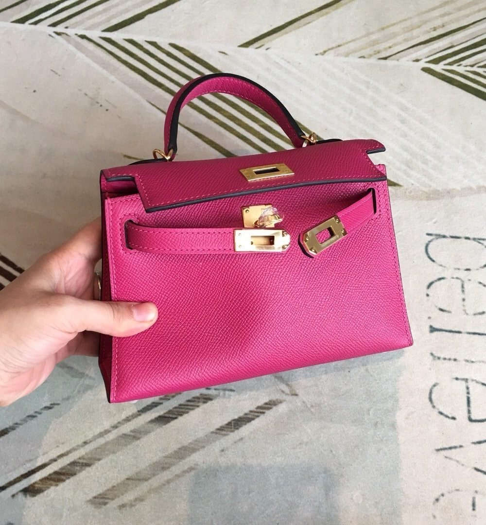 1:1 Replica Hermes Mini Kelly Pink For Women Gold Toned Hardware 7.5in/19cm