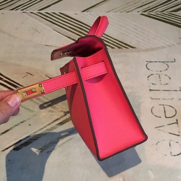 1:1 Replica Hermes Mini Kelly Pink For Women Gold Toned Hardware 7.5in/19cm