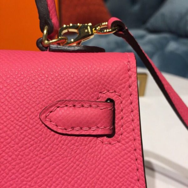 1:1 Replica Hermes Mini Kelly Rose Tyrien For Women Gold Toned Hardware 7.5in/19cm