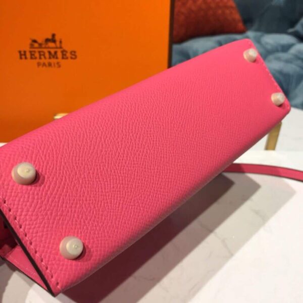 1:1 Replica Hermes Mini Kelly Rose Tyrien For Women Gold Toned Hardware 7.5in/19cm