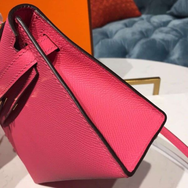 1:1 Replica Hermes Mini Kelly Rose Tyrien For Women Gold Toned Hardware 7.5in/19cm
