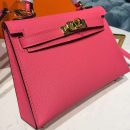 1:1 Replica Hermes Mini Kelly Rose Tyrien For Women Gold Toned Hardware 7.5in/19cm