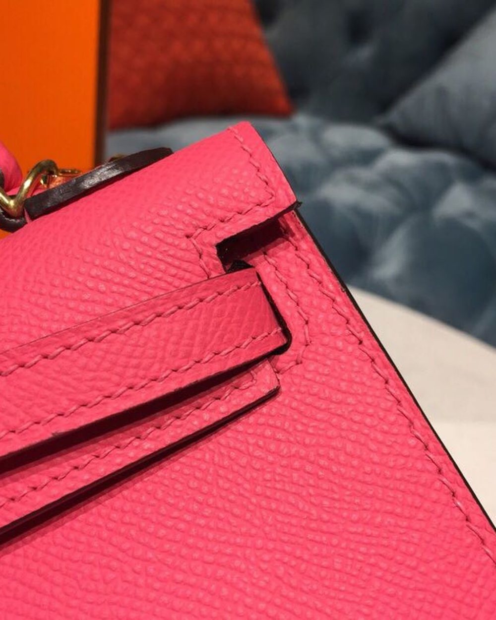 1:1 Replica Hermes Mini Kelly Rose Tyrien For Women Gold Toned Hardware 7.5in/19cm