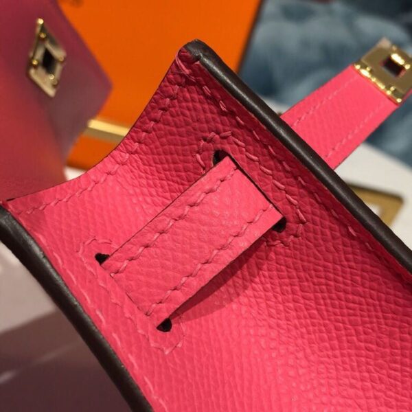 1:1 Replica Hermes Mini Kelly Rose Tyrien For Women Gold Toned Hardware 7.5in/19cm