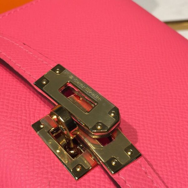 1:1 Replica Hermes Mini Kelly Rose Tyrien For Women Gold Toned Hardware 7.5in/19cm