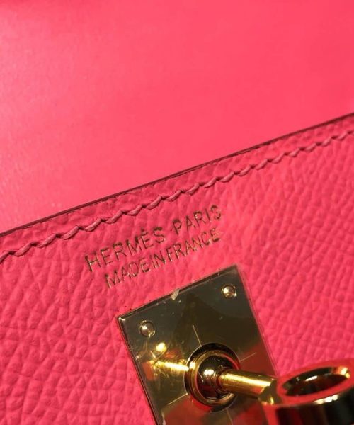1:1 Replica Hermes Mini Kelly Rose Tyrien For Women Gold Toned Hardware 7.5in/19cm