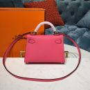 1:1 Replica Hermes Mini Kelly Rose Tyrien For Women Gold Toned Hardware 7.5in/19cm
