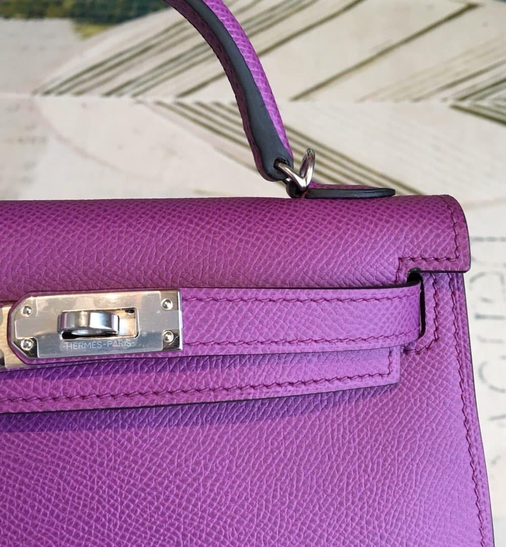 1:1 Replica Hermes Mini Kelly Violet For Women Silver Toned Hardware 7.5in/19cm
