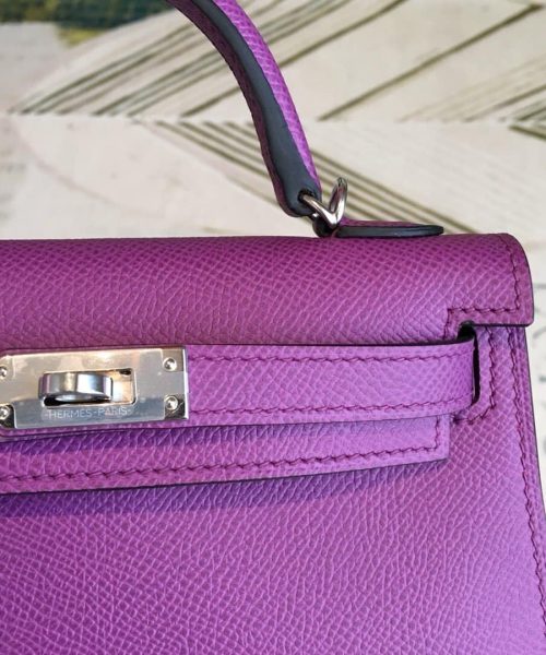 1:1 Replica Hermes Mini Kelly Violet For Women Silver Toned Hardware 7.5in/19cm