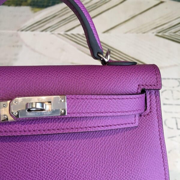 1:1 Replica Hermes Mini Kelly Violet For Women Silver Toned Hardware 7.5in/19cm