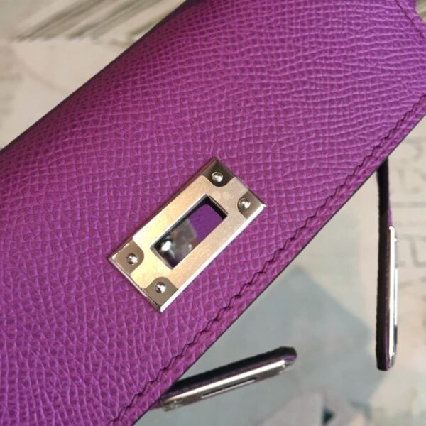 1:1 Replica Hermes Mini Kelly Violet For Women Silver Toned Hardware 7.5in/19cm